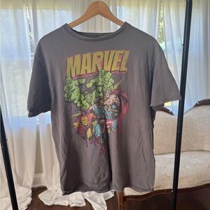 Marvel Black Graphic Tee with Superheroes